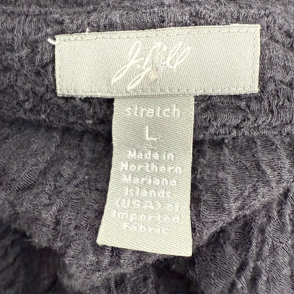 J Jill Top Women Large Black Long Sleeve Snap Button Up Crinkle Lightweight - Picture 6 of 11